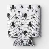 Zwarte Witte spinnen spinnenweb Halloween patroon Blikjeskoeler (Achterkant)