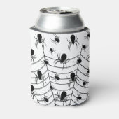 Zwarte Witte spinnen spinnenweb Halloween patroon Blikjeskoeler (Blikje Achterkant)