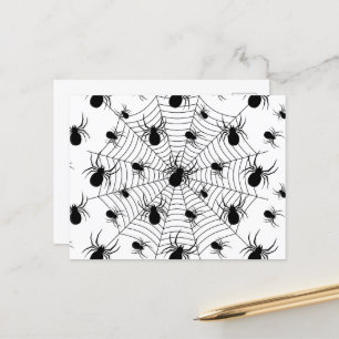 Zwarte Witte spinnen spinnenweb Halloween patroon Briefkaart