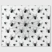 Zwarte Witte spinnen spinnenweb Halloween patroon Cadeaupapier (Vlak)