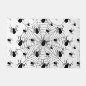 Zwarte Witte spinnen spinnenweb Halloween patroon Deurmat (Voorkant)