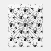 Zwarte Witte spinnen spinnenweb Halloween patroon Fleece Deken (Voorkant)