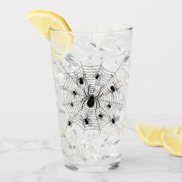 Zwarte Witte spinnen spinnenweb Halloween patroon Glas