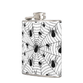 Zwarte Witte spinnen spinnenweb Halloween patroon Heupfles (Links)