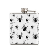 Zwarte Witte spinnen spinnenweb Halloween patroon Heupfles (Achterkant)