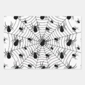 Zwarte Witte spinnen spinnenweb Halloween patroon Inpakpapier Vel (Voorkant 3)