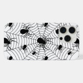 Zwarte Witte spinnen spinnenweb Halloween patroon iPhone Hoesje (Achterkant horizontaal)
