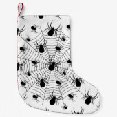 Zwarte Witte spinnen spinnenweb Halloween patroon Kleine Kerstsok (Voorkant)