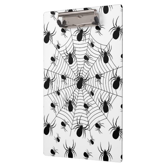 Zwarte Witte spinnen spinnenweb Halloween patroon Klembord (Links)