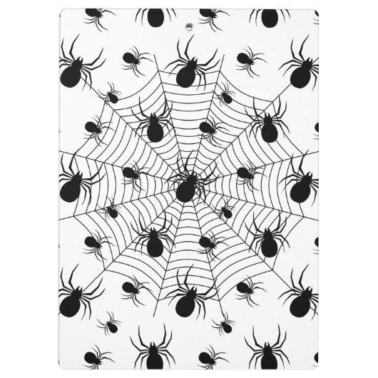 Zwarte Witte spinnen spinnenweb Halloween patroon Klembord (Achterkant)