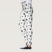 Zwarte Witte spinnen spinnenweb Halloween patroon Leggings (Links)