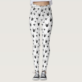 Zwarte Witte spinnen spinnenweb Halloween patroon Leggings