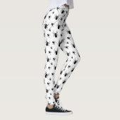 Zwarte Witte spinnen spinnenweb Halloween patroon Leggings (Rechts)