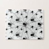Zwarte Witte spinnen spinnenweb Halloween patroon Legpuzzel (Horizontaal)