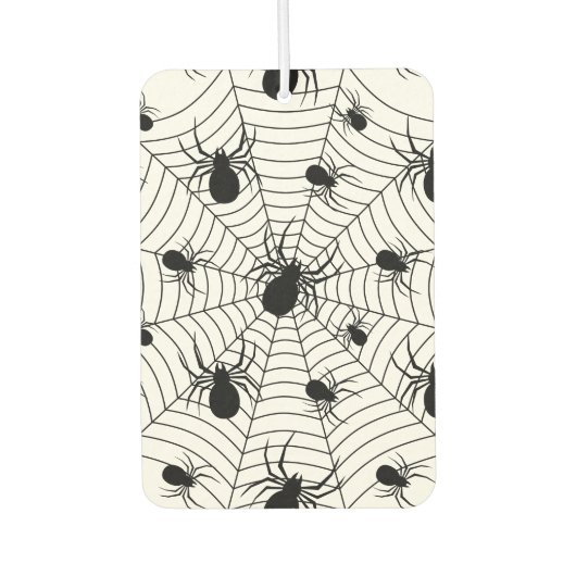 Zwarte Witte spinnen spinnenweb Halloween patroon Luchtverfrisser (Voorkant)