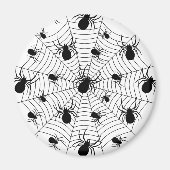 Zwarte Witte spinnen spinnenweb Halloween patroon Magneet (Voorkant)