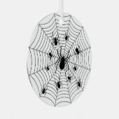 Zwarte Witte spinnen spinnenweb Halloween patroon Metalen Ornament (Voorkant Rechts)
