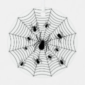 Zwarte Witte spinnen spinnenweb Halloween patroon Metalen Ornament (Voorkant)