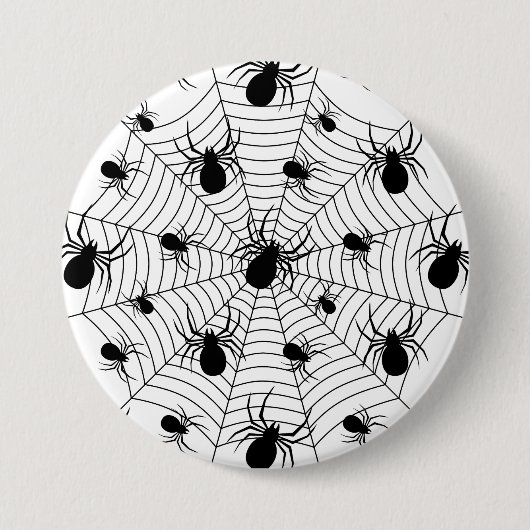 Zwarte Witte spinnen spinnenweb Halloween patroon Ronde Button 7,6 Cm (Voorkant)