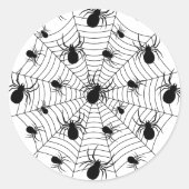 Zwarte Witte spinnen spinnenweb Halloween patroon Ronde Sticker (Voorkant)
