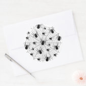 Zwarte Witte spinnen spinnenweb Halloween patroon Ronde Sticker (Envelop)