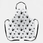 Zwarte Witte spinnen spinnenweb Halloween patroon Schort (Voorkant)