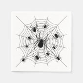 Zwarte Witte spinnen spinnenweb Halloween patroon Servet (Voorkant)