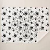Zwarte Witte spinnen spinnenweb Halloween patroon Sherpa Deken (Voorkant (horizontaal))