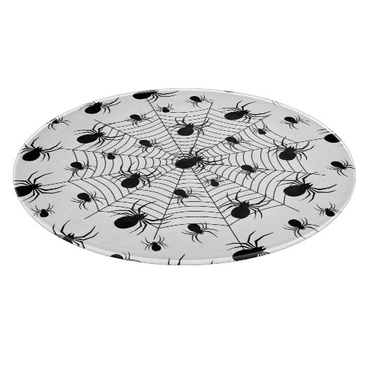 Zwarte Witte spinnen spinnenweb Halloween patroon Snijplank (Hoek)