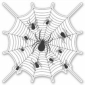 Zwarte Witte spinnen spinnenweb Halloween patroon Sticker (Voorkant)