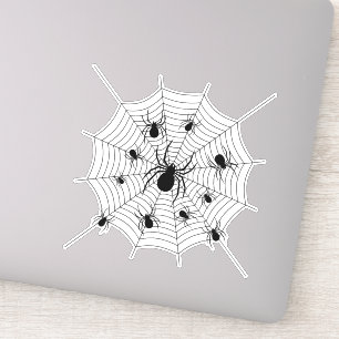 Zwarte Witte spinnen spinnenweb Halloween patroon Sticker
