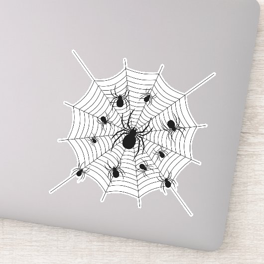 Zwarte Witte spinnen spinnenweb Halloween patroon Sticker (Detail)