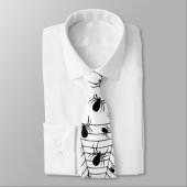 Zwarte Witte spinnen spinnenweb Halloween patroon Stropdas (Gebonden)