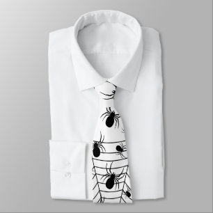 Zwarte Witte spinnen spinnenweb Halloween patroon Stropdas