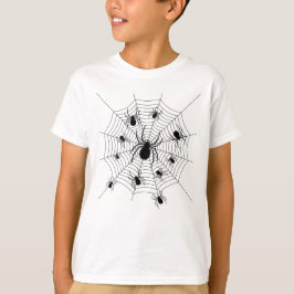 Zwarte Witte spinnen spinnenweb Halloween patroon T-shirt