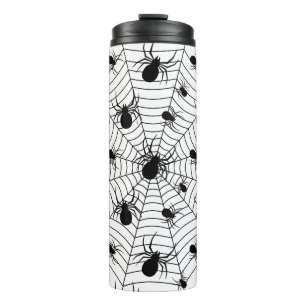 Zwarte Witte spinnen spinnenweb Halloween patroon Thermosbeker