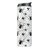 Zwarte Witte spinnen spinnenweb Halloween patroon Thermosbeker (Gedraaid links)