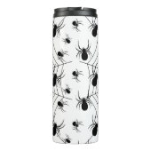 Zwarte Witte spinnen spinnenweb Halloween patroon Thermosbeker (Achterkant)