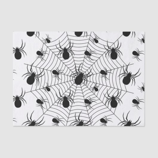 Zwarte Witte spinnen spinnenweb Halloween patroon Tissuepapier (Voorkant)