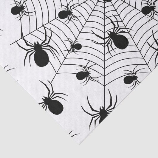 Zwarte Witte spinnen spinnenweb Halloween patroon Tissuepapier (Detail)