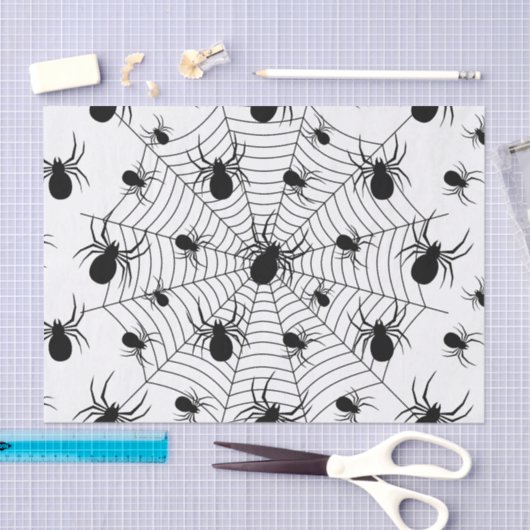 Zwarte Witte spinnen spinnenweb Halloween patroon Tissuepapier (Craft)
