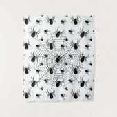 Zwarte Witte spinnen spinnenweb Halloween patroon Wandkleed (Voorkant)