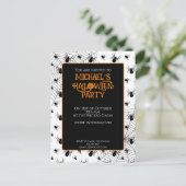 Zwarte Witte spinnen web Halloween party uitnodigi Briefkaart (Staand voorkant)