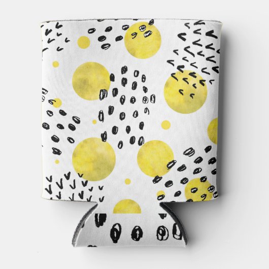 Zwarte witte spiralen: trendy doedels. blikjeskoeler (Voorkant)