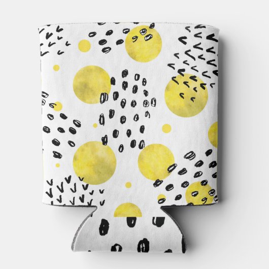 Zwarte witte spiralen: trendy doedels. blikjeskoeler (Achterkant)