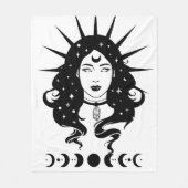 Zwarte witte spirituele hemelse magische vrouw fleece deken (Voorkant)