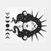 Zwarte witte spirituele hemelse magische vrouw fleece deken (Voorkant (Horizontaal))