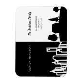 Zwarte witte stad land we verhuisden aankondiging magneet (Verticaal)