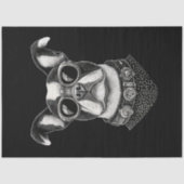 Zwarte Witte Steampunk Boston Terrier T8 Decoupage Tissuepapier (Voorkant)