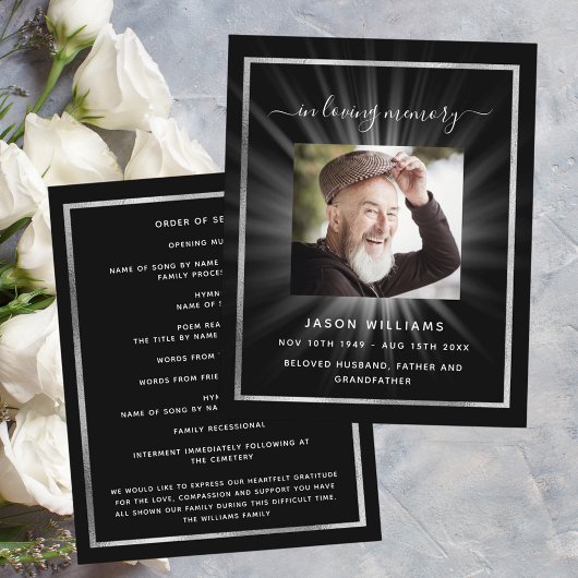 Zwarte witte ster foto begrafenisprogramma